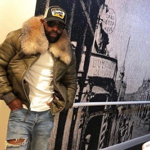 Leather goose bomber